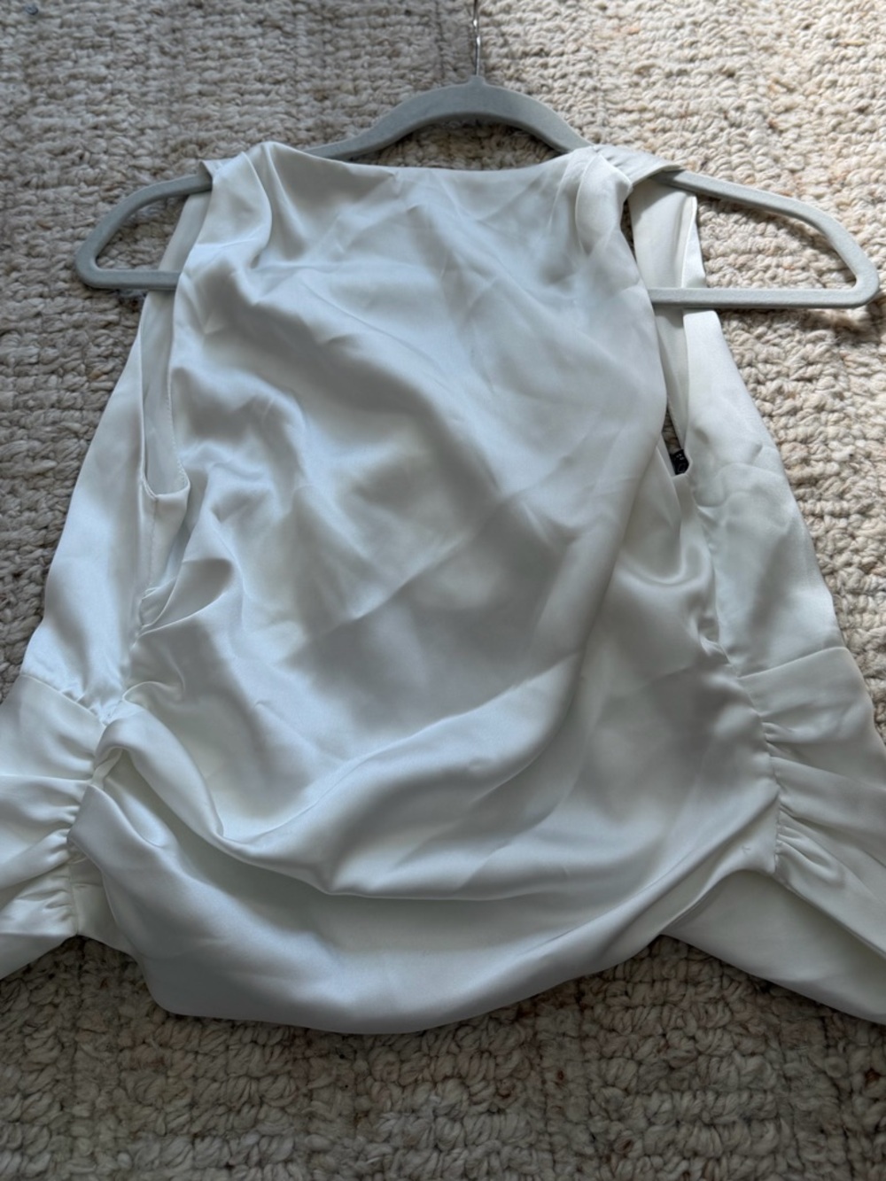 Zara White Sleeveless Draped Blouse